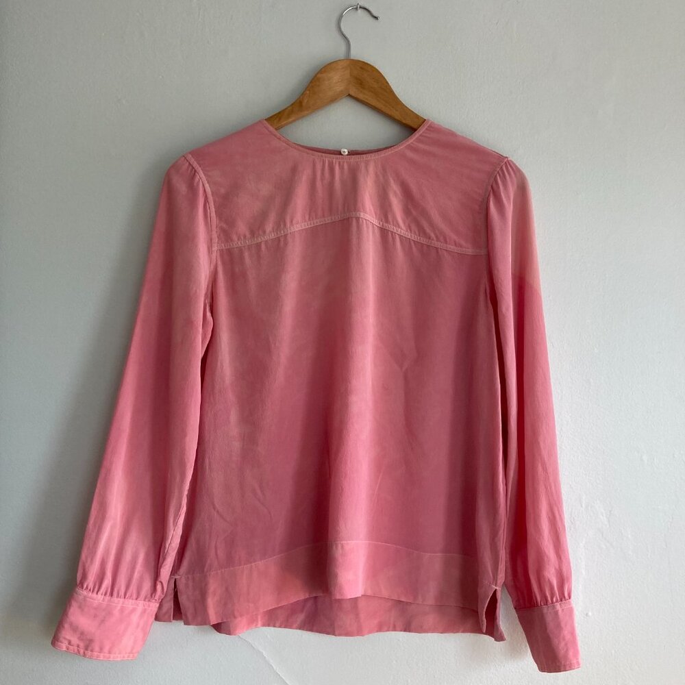 Hand-Dyed 100% Silk Everlane Long Sleeve Shirt - Womens 8
